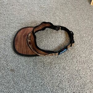 vtg KAVU visor Mens Brown Wood Grain Print Adjustable Hat gorpcore grandpa 90s